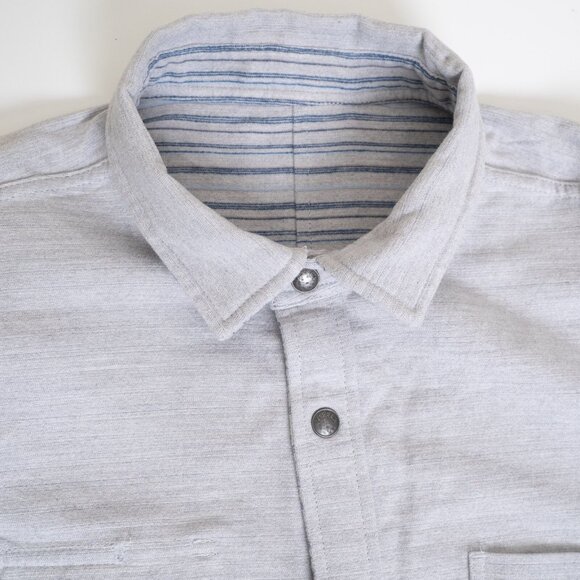 Vissla Flannel Shirt Snap Button Reversible Burshed Cotton Gray Blue XL - Picture 13 of 16